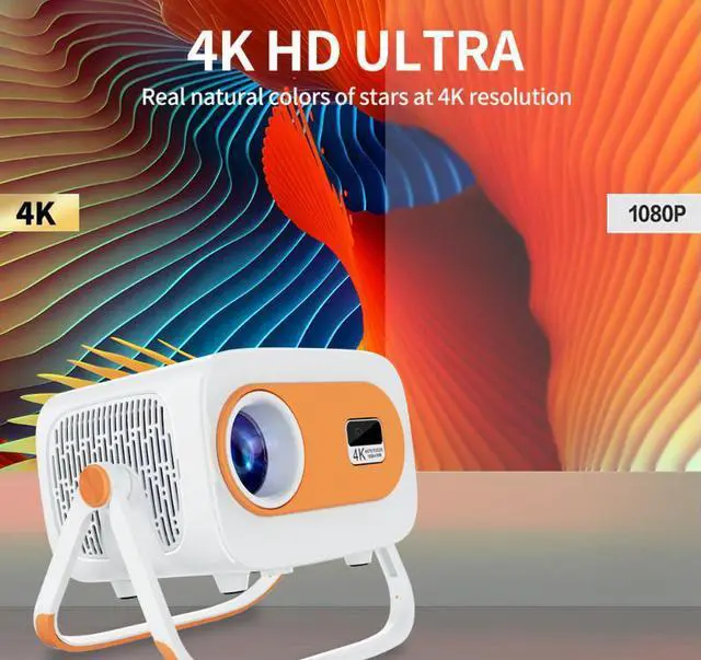 Alt view image 4 of 5 - Dual-Stand 4K Smart Mini Projector Android 13, 720P Native, 2+16GB, WiFi6, Electronic Focus, Portable Home/Office