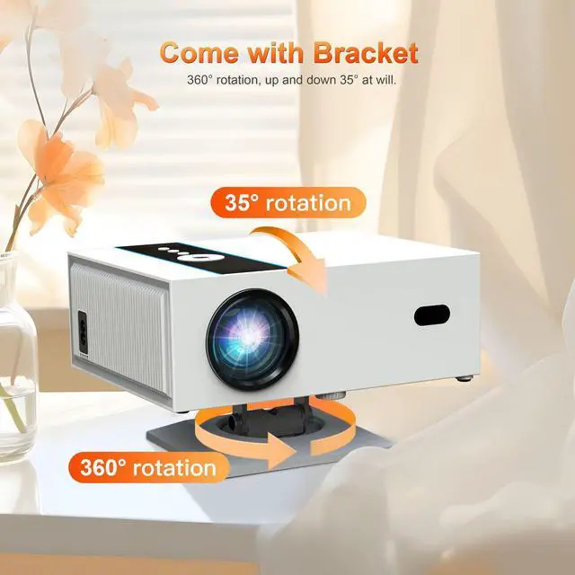 Alt view image 4 of 5 - Ultra HD 1080P Auto Focus Gimbal Projector 380 ANSI, 150" Max, Bedroom/Home Theater/Office, 4K Support