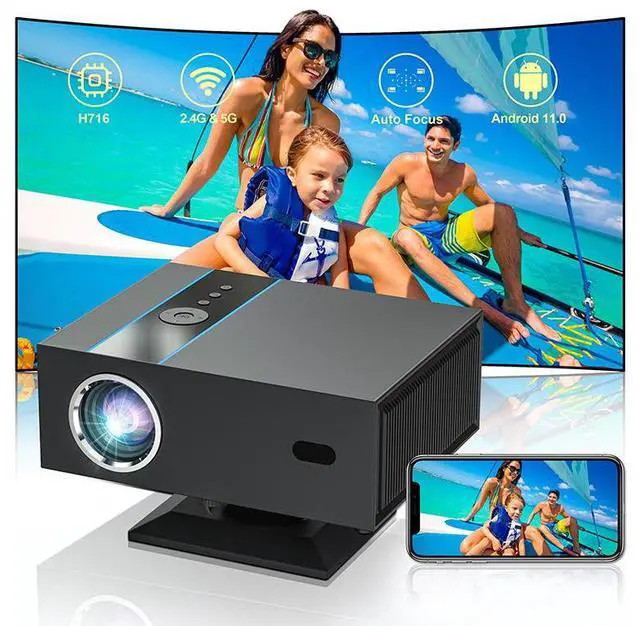 Alt view image 2 of 5 - Ultra HD 1080P Auto Focus Gimbal Projector 380 ANSI, 150" Max, Bedroom/Home Theater/Office, 4K Support