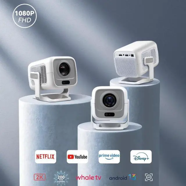 Alt view image 2 of 4 - X3 1080P Smart Portable Projector 4K/8K Support, 200 ANSI, Auto Focus, WiFi6, Home Theater, Android, 90° Free Projection