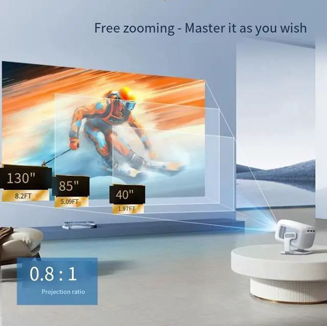 Alt view image 4 of 4 - X3 1080P Smart Portable Projector 4K/8K Support, 200 ANSI, Auto Focus, WiFi6, Home Theater, Android, 90° Free Projection