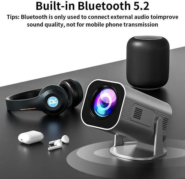 Alt view image 4 of 5 - Gimbal HD Portable Mini Projector 720P Native, 180 ANSI, 60" Max, Phone WiFi Wireless Mirroring, Cross-Border Model