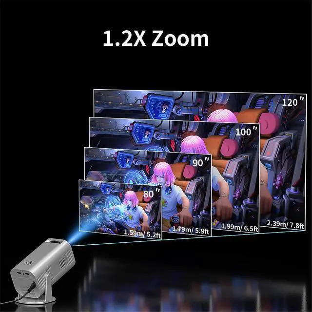 Alt view image 5 of 5 - Gimbal HD Portable Mini Projector 720P Native, 180 ANSI, 60" Max, Phone WiFi Wireless Mirroring, Cross-Border Model