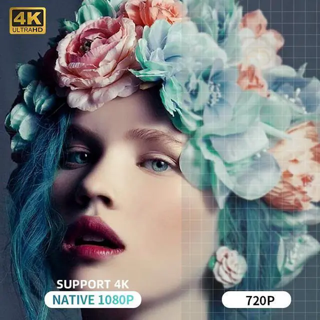 Alt view image 4 of 5 - C9 Full HD 4K High-End Portable Home Projector 1080P Native, 500 ANSI, 120" Max, Android, Wireless Mirroring