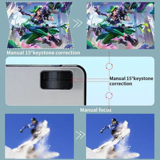 Alt view image 3 of 5 - C9 Full HD 4K High-End Portable Home Projector 1080P Native, 500 ANSI, 120" Max, Android, Wireless Mirroring