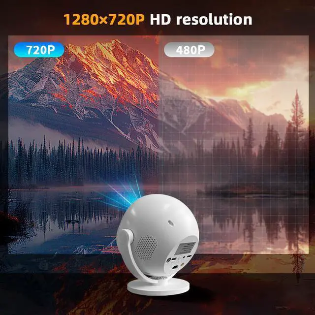 Alt view image 3 of 5 - 360° Rotating Portable Smart Projector 720P, 150 ANSI, Android 11, Wireless Mirroring, Auto Keystone, Home Theater