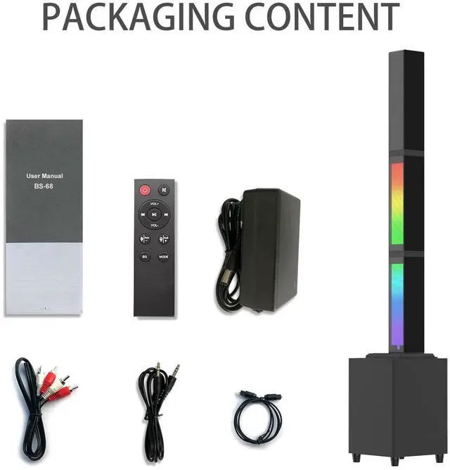 Main image of 2.1 Channel Soundbar with Subwoofer 45W, Bluetooth, Home Theater, TV/PC Speaker, Long Strip Design, Deep Bass