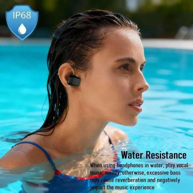 Alt view image 3 of 5 - Bone Conduction Headphones 32GB MP3, IP68 Waterproof, Open-Ear, Heavy Bass, 8H+ Battery, Bluetooth 5.3, Sports Running
