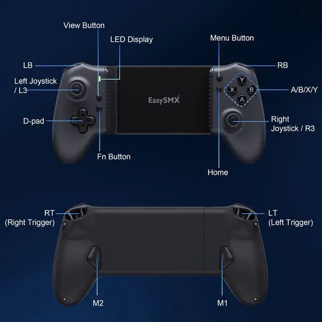 Alt view image 2 of 5 - M15 Dual Hall Effect Telescopic Mobile Controller Bluetooth, 2 Macro Back Buttons, 6-Level Vibration, Linear/Quick Triggers