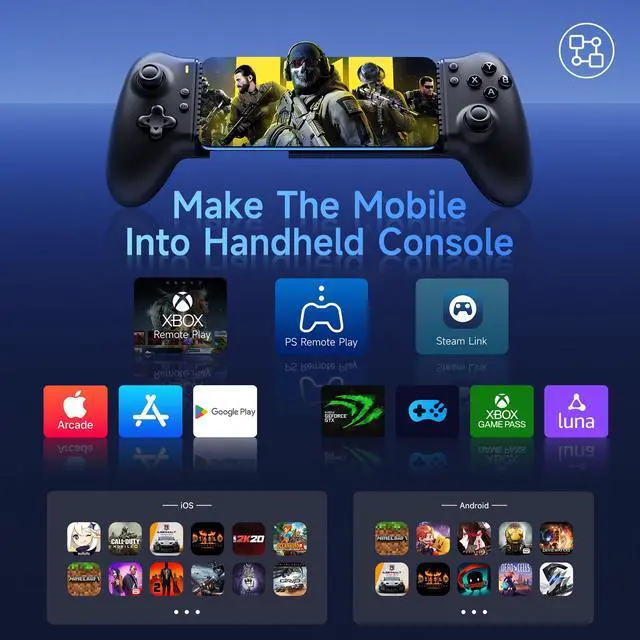 Alt view image 3 of 5 - M15 Dual Hall Effect Telescopic Mobile Controller Bluetooth, 2 Macro Back Buttons, 6-Level Vibration, Linear/Quick Triggers