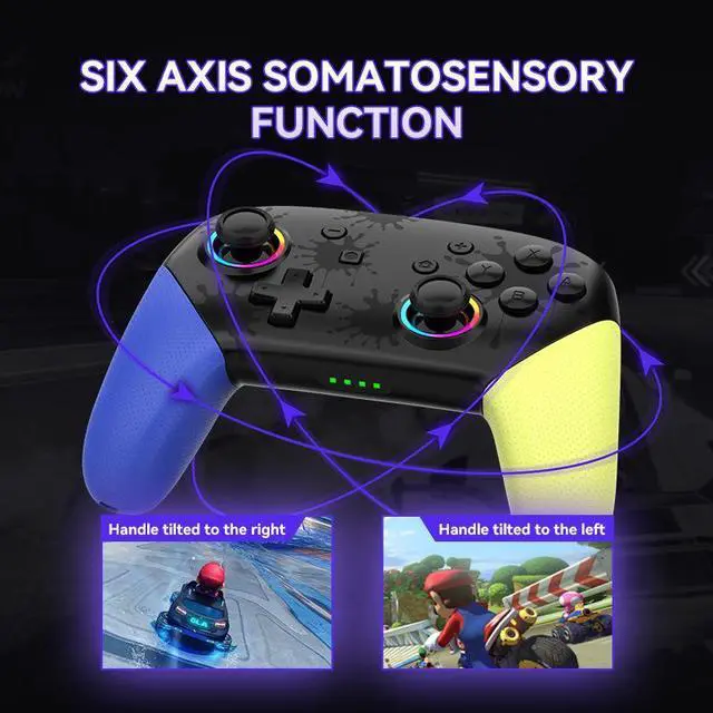 Alt view image 3 of 4 - S12 RGB Wireless Switch Controller Bluetooth, 6-Axis Gyro, Turbo, Dual Vibration, 600mAh, for Switch/PC/iOS/Android