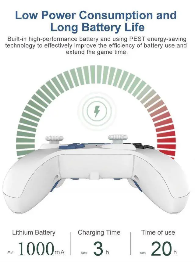 Alt view image 5 of 7 - S820+ Wireless Controller with Phone Stand 6-Axis Gyro, 1000mAh, Programmable Buttons, for Switch/PS4/PC/Android/iOS E-sports Black