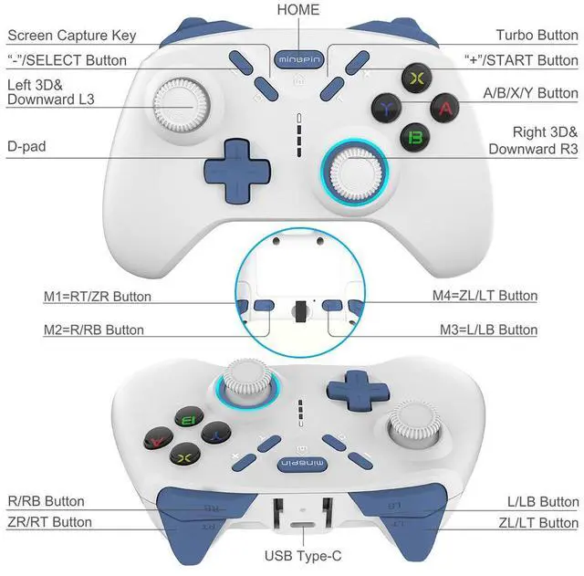 Alt view image 6 of 7 - S820+ Wireless Controller with Phone Stand 6-Axis Gyro, 1000mAh, Programmable Buttons, for Switch/PS4/PC/Android/iOS E-sports Black