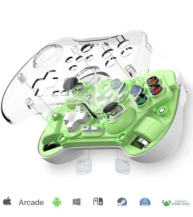 Alt view image 3 of 5 - Z01X Wireless Bluetooth Controller Hall Joystick & Trigger, Macro Back Buttons, 6-Axis Gyro, 600mAh, for Switch/PC/Android/iOS Green