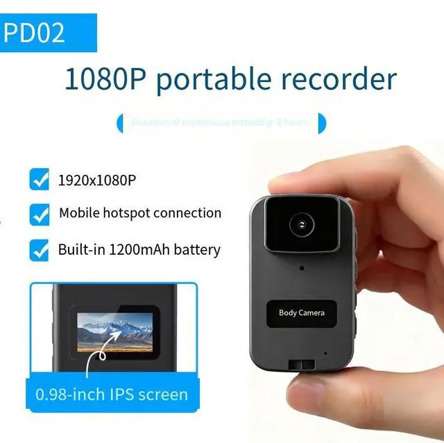 Alt view image 3 of 5 - PD02 HD Action Camera 1080P, 120° Wide Angle, P2P WiFi, 0.98" Screen, 1200mAh Battery, Loop Recording, Dust/Water Resistant