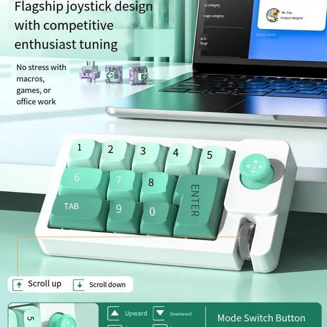 Alt view image 2 of 5 - K810 Macro Mechanical Keypad 12 Keys + Joystick, RGB Hot-Swappable, Metal Roller, USB-C, for Gaming, Streaming, Editing