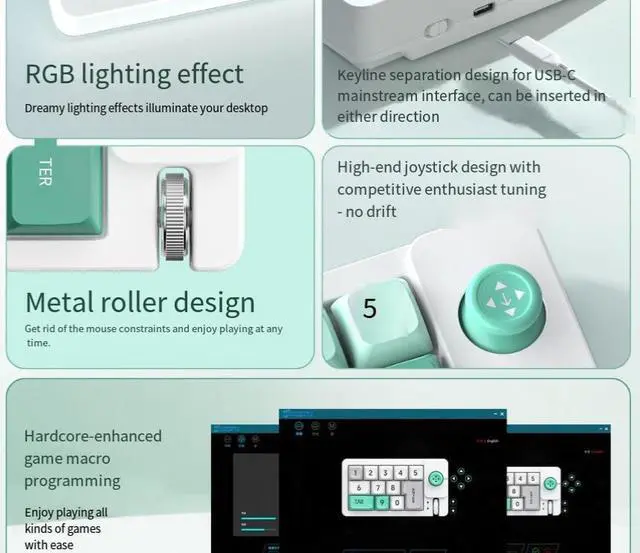 Alt view image 4 of 5 - K810 Macro Mechanical Keypad 12 Keys + Joystick, RGB Hot-Swappable, Metal Roller, USB-C, for Gaming, Streaming, Editing