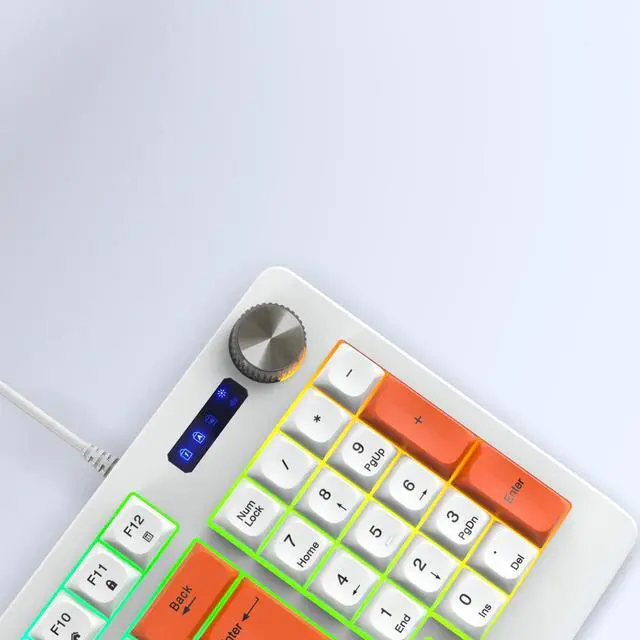 Alt view image 5 of 5 - K93 Wired Gaming Keyboard 93-Key Compact Layout, PBT Ball Keycaps, Rainbow RGB Backlit, Type-C USB, Multi-Function Fn Keys, Ergonomic 390mm Design for PC/Mac/Laptop Gaming & Office