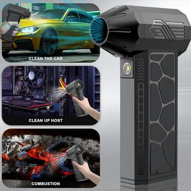 Alt view image 5 of 5 - High-Speed Turbo Jet Fan, 130000 RPM Brushless Motor 3000mAh Battery, 3 Speeds, LED Lighting Cordless Handheld Blower for Camping, Outdoor, Workshop, Dusting