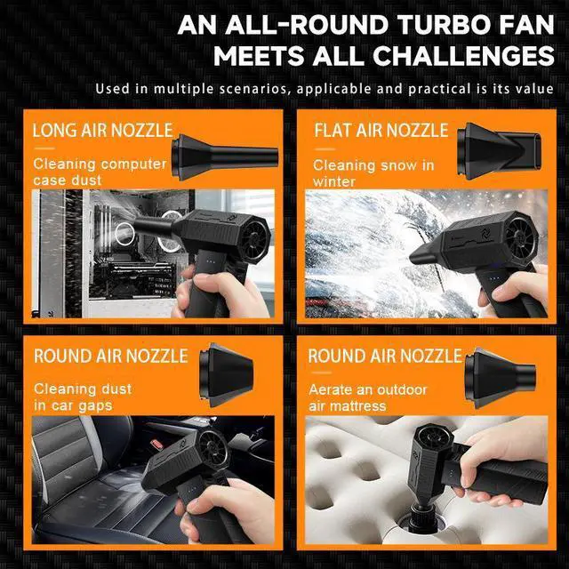 Alt view image 3 of 4 - X3 Mini High-Speed Brushless Turbo Jet Fan, 3 Speeds, 4000-6000mAh Battery 3-6H Runtime, 205g Ultra-Light, Smart Temp Control Cordless Blower for PC Dusting, BBQ, Camping, Car Drying