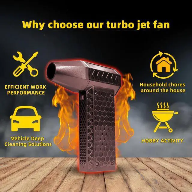 Alt view image 5 of 5 - High-Speed Violent Turbo Fan, Bladeless Handheld Jet Blower 4 Speeds, 2000-4000mAh Battery, 3-6H Runtime Cordless Camping Fan & Powerful Blower for PC Dusting, Car Drying, BBQ Starting, Outdoor Co