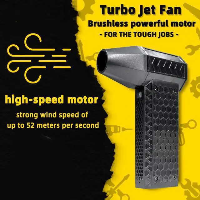 Alt view image 2 of 5 - High-Speed Violent Turbo Fan, Bladeless Handheld Jet Blower 4 Speeds, 2000-4000mAh Battery, 3-6H Runtime Cordless Camping Fan & Powerful Blower for PC Dusting, Car Drying, BBQ Starting, Outdoor Co
