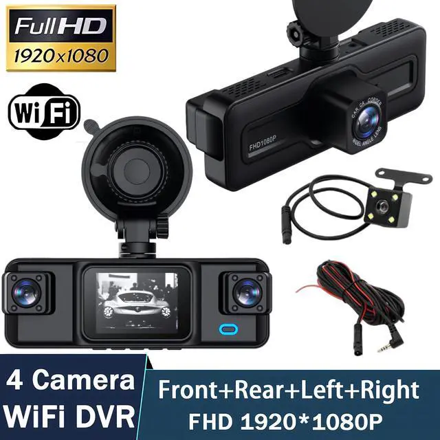 Alt view image 6 of 7 - A98 Plus 4-Channel Dash Cam, Front+Interior+Left+Right Quad Recording 1080p HD, WiFi APP Control, 4-Lens Full Coverage, Night Vision, Loop Recording, G-Sensor For Taxi, Rideshare, RV
