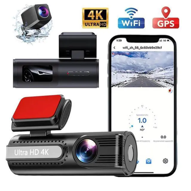 Alt view image 4 of 5 - V21 4K Dual Channel Dash Cam, Front+Rear Recording with GPS Trajectory 4K Ultra HD (3840×2160 @30fps), 1.47" IPS Display, Built-in 2.4G WiFi APP Control, G-Sensor, Loop Recording