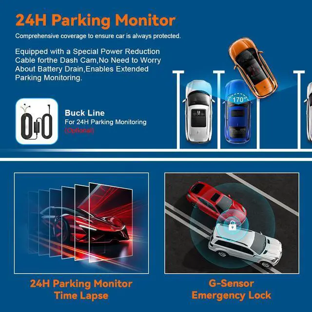 Alt view image 5 of 5 - V51 4K Dual Channel Dash Cam, Front+Rear Dual 4K Recording with GPS Trajectory 3840×2160 @25fps, 2.0" IPS Display, Built-in 2.4G WiFi, APP Control, G-Sensor, Time-Lapse Parking