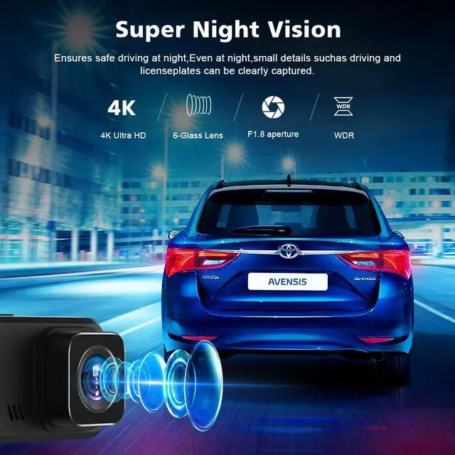 Alt view image 5 of 5 - V30 4K Dual Channel Dash Cam, Front+Rear Recording with GPS Trajectory 2160p Ultra HD, 170° Wide Angle, F2.0 Aperture Night Vision, 2.0" Screen, Built-in WiFi, Time-Lapse Parking
