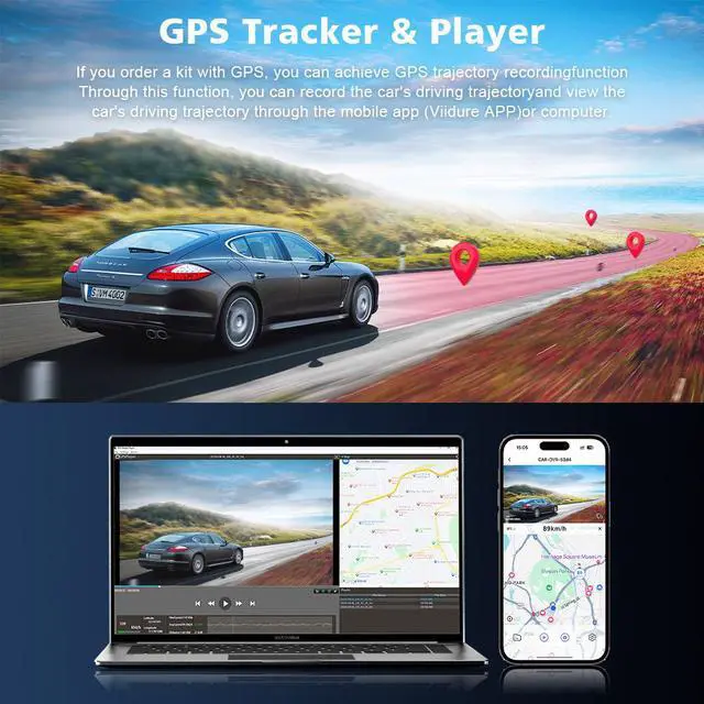 Alt view image 4 of 5 - V30 4K Dual Channel Dash Cam, Front+Rear Recording with GPS Trajectory 2160p Ultra HD, 170° Wide Angle, F2.0 Aperture Night Vision, 2.0" Screen, Built-in WiFi, Time-Lapse Parking