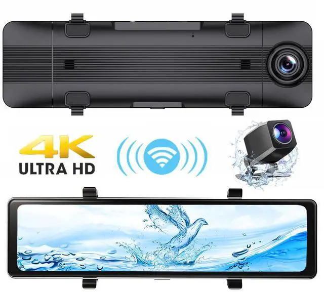 Main image of C7 4K Stream Media Dash Cam, Front 4K UHD + Rear 1080p with CarPlay & Android Auto 170° Wide Angle, IPS Screen, Night Vision, GPS Trajectory, Loop Recording, Reverse Display