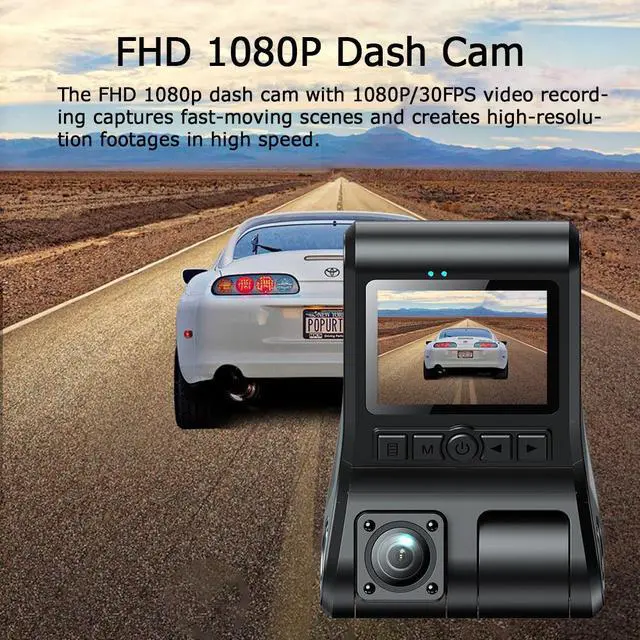 Alt view image 4 of 5 - A600 3-Channel Dash Cam, Front+Interior+Rear Triple Recording 1080p FHD @30fps, 2.0" Screen, Starlight Night Vision, F2.0 Aperture, 150° Wide Angle, Loop Recording