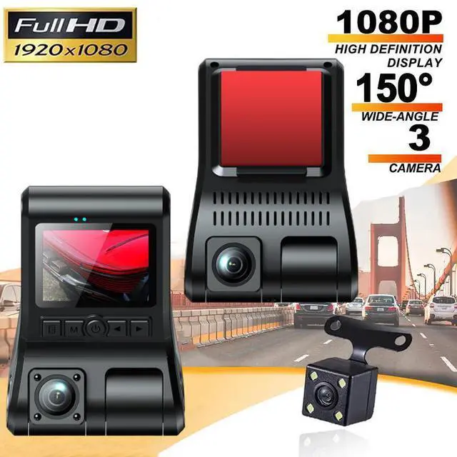 Alt view image 5 of 5 - A600 3-Channel Dash Cam, Front+Interior+Rear Triple Recording 1080p FHD @30fps, 2.0" Screen, Starlight Night Vision, F2.0 Aperture, 150° Wide Angle, Loop Recording