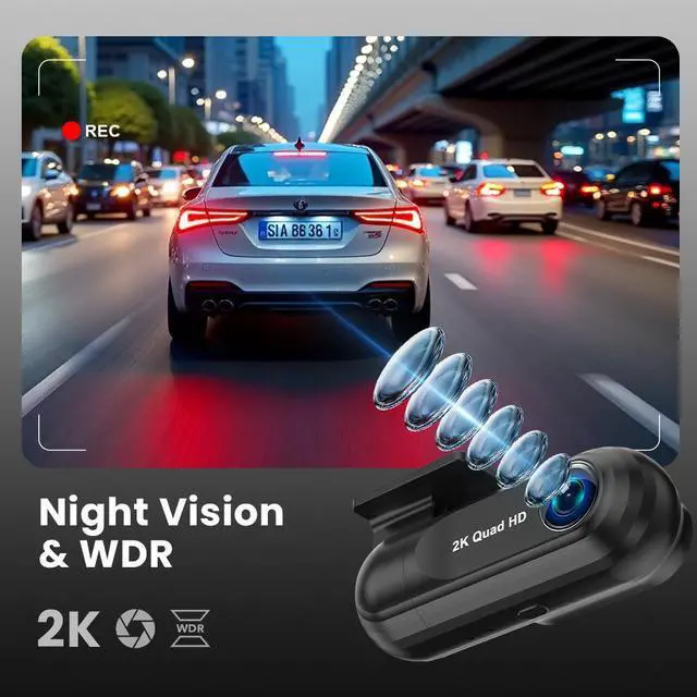 Alt view image 5 of 5 - V40 2.5K Hidden Dash Cam, Single Lens with GPS Trajectory 1440p QHD Recording, 1.47" IPS Display, Built-in WiFi APP Control, Time-Lapse Parking, Loop Recording, G-Sensor