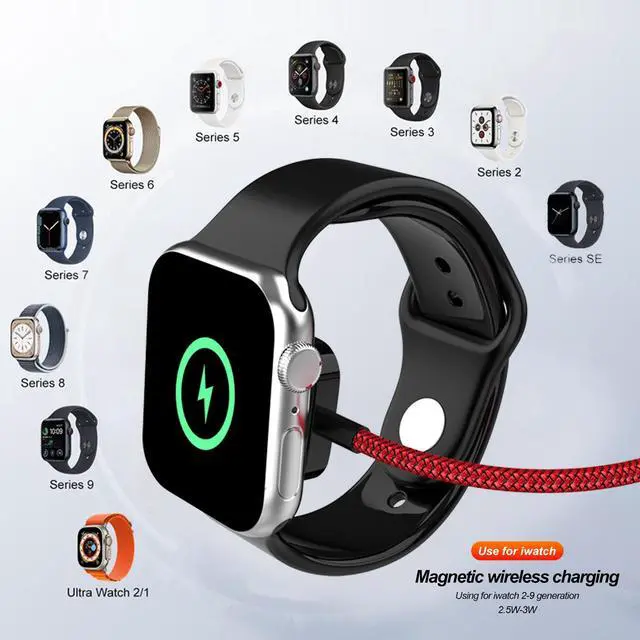 Alt view image 2 of 4 - 2-in-3 Nylon Braided PD Fast Charging Cable, 60W 3A Multi-Device Cord with Magnetic Apple Watch Charger Retractable? Fixed 1.8m Length For iPhone, USB-C, Watch Data Sync 480Mbps