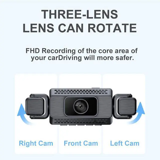 Alt view image 4 of 4 - S22 4-Channel Dash Cam, Front+Rear+Left+Right Quad Recording 1080p HD, 3.0" IPS Display, 8 IR Lights for Night Vision, Built-in WiFi APP Control, Parking Monitor, Loop Recording
