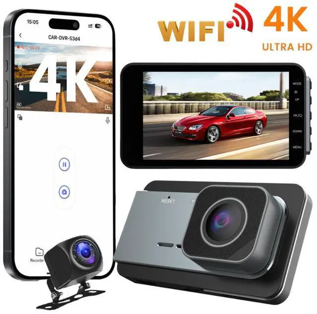 Main image of F4 4K Dual Channel Dash Cam, Front+Rear Recording with 4.0" IPS Display 4K Ultra HD Front (SC401) + 1080p Rear (AHD), Built-in G-Sensor, Parking Monitor, Loop Recording ACC Hardwire Kit Included