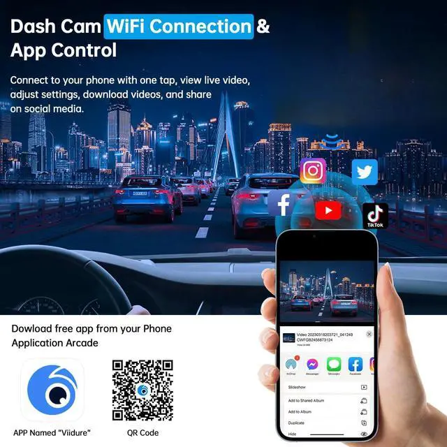 Alt view image 5 of 5 - F4 4K Dual Channel Dash Cam, Front+Rear Recording with 4.0" IPS Display 4K Ultra HD Front (SC401) + 1080p Rear (AHD), Built-in G-Sensor, Parking Monitor, Loop Recording ACC Hardwire Kit Included