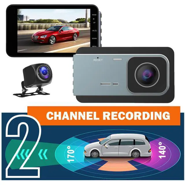 Alt view image 3 of 5 - F4 4K Dual Channel Dash Cam, Front+Rear Recording with 4.0" IPS Display 4K Ultra HD Front (SC401) + 1080p Rear (AHD), Built-in G-Sensor, Parking Monitor, Loop Recording ACC Hardwire Kit Included