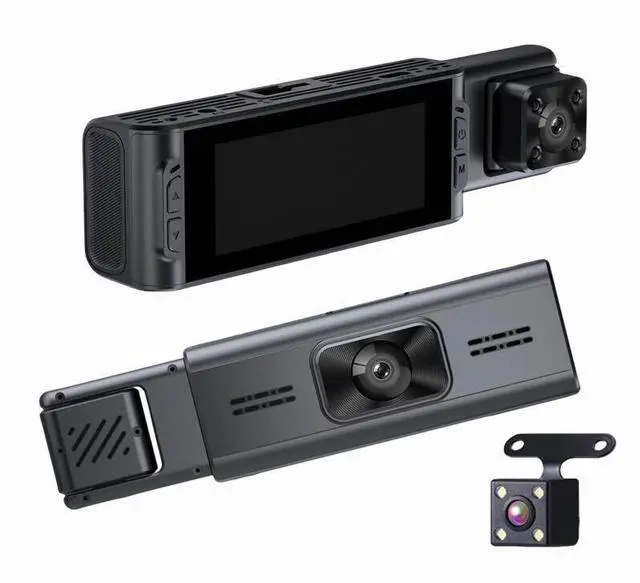 Main image of S18 3-Channel Dash Cam, Front+Interior+Rear Triple Recording 1080p Front + 480p Interior/Rear, 3.16" IPS Display, 170° Wide Angle, Built-in WiFi APP Control, Motion Detection, Loop Recording