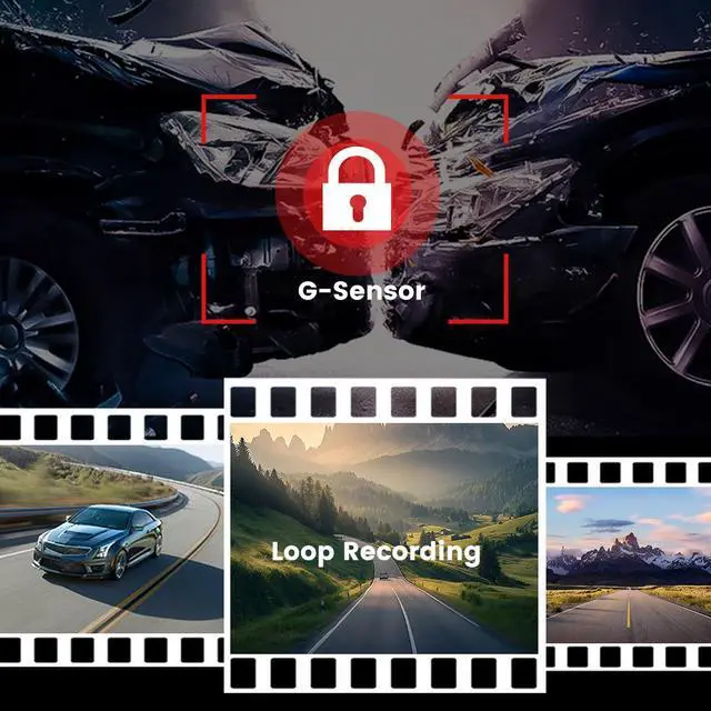 Alt view image 4 of 5 - F9 4K 3-Channel Dash Cam, Front+Interior+Rear Triple Recording 4K Ultra HD Front + 1080p Interior + 1080p Rear, 6MP Sensor, 3.0" IPS Display, Built-in GPS Trajectory, WiFi APP Control, 256GB Card In