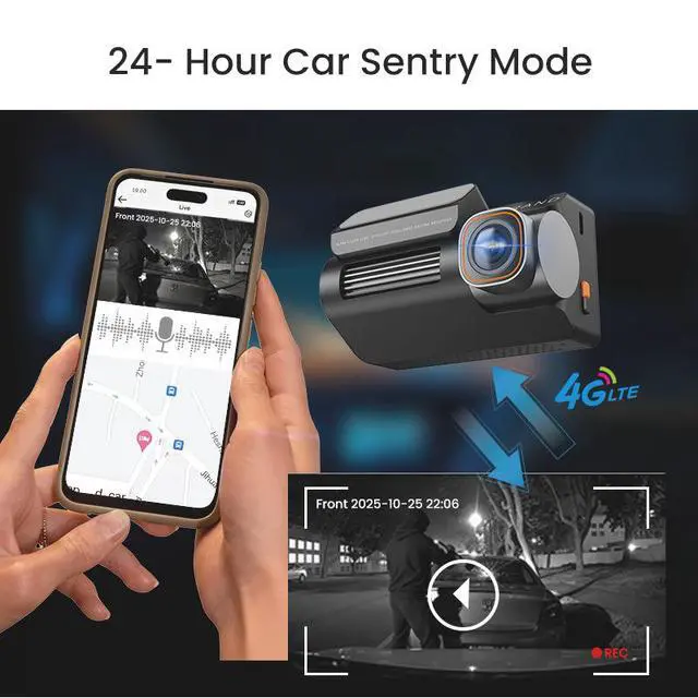 Alt view image 2 of 5 - 4G 3-Channel Dash Cam, 4K Ultra HD Front + 1080p Interior + 1080p Rear ADAS Warning, GPS Fleet Tracking, Remote Live View, CMSV6 Platform 128GB Card Included for Rideshare, Taxi, Fleet