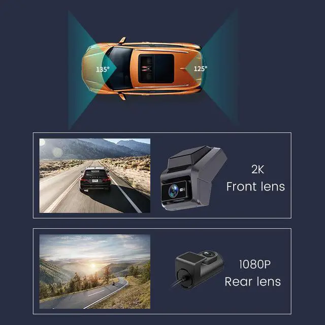 Alt view image 2 of 5 - P87 4G Dual Channel Dash Cam, 1440p Front + 1080p Rear GPS Real-Time Tracking, Remote Live View, CMSV6 Fleet Management Platform 64GB Card Included for Rideshare, Taxi, Fleet