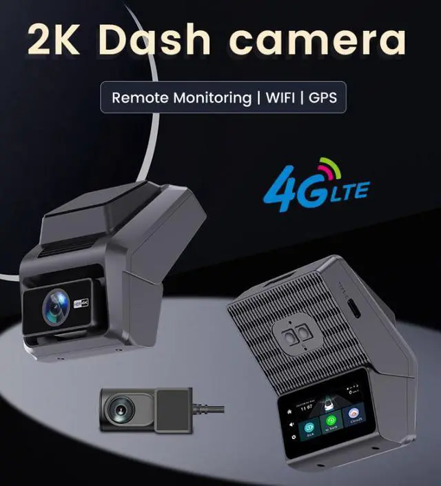 Alt view image 3 of 5 - P87 4G Dual Channel Dash Cam, 1440p Front + 1080p Rear GPS Real-Time Tracking, Remote Live View, CMSV6 Fleet Management Platform 64GB Card Included for Rideshare, Taxi, Fleet