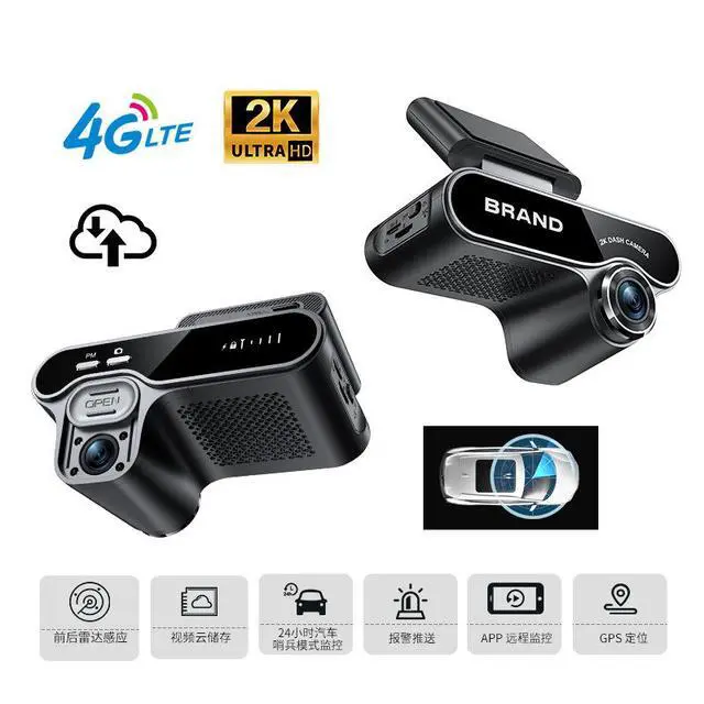 Alt view image 2 of 5 - 4G Dual Channel Dash Cam, Front+Rear Recording 1080p HD, Real-Time Remote Live View, GPS Vehicle Tracking, Parking Monitor 64GB Card Included for Rideshare, Taxi, Fleet