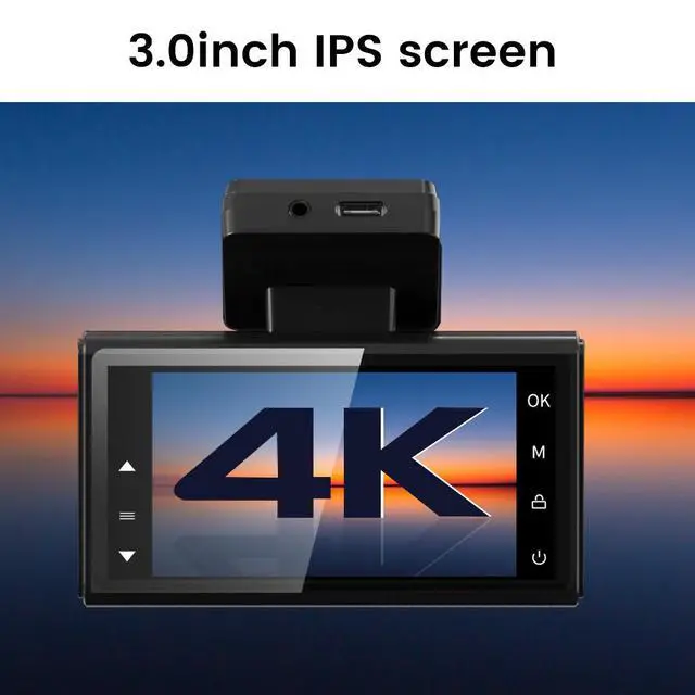 Alt view image 5 of 5 - 4K+4K Dual Channel Dash Cam, Front+Rear Dual 4K Recording 2160p Ultra HD, GPS Trajectory, WiFi APP Control, 3.0" IPS Display, G-Sensor, Loop Recording 64GB Card Included