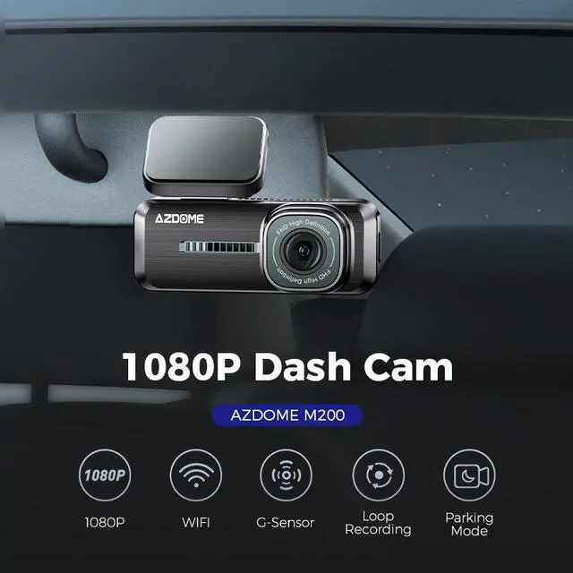 Alt view image 2 of 6 - M200 Single Lens Dash Cam, 1080p HD Recording 140° Wide Angle, WiFi APP Control, G-Sensor, Parking Monitor, Loop Recording 32GB Card Included for Sedan, SUV, Truck