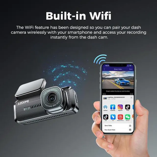 Alt view image 4 of 6 - M200 Single Lens Dash Cam, 1080p HD Recording 140° Wide Angle, WiFi APP Control, G-Sensor, Parking Monitor, Loop Recording 32GB Card Included for Sedan, SUV, Truck