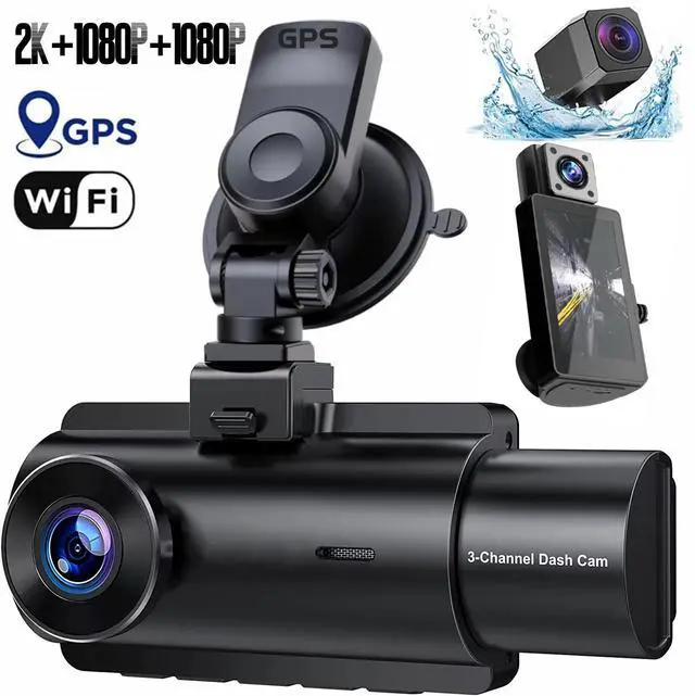 Alt view image 4 of 5 - H192PRO 3-Channel Dash Cam, Front+Interior+Rear Triple Recording 2K Front (1440p) + 1080p Interior + 1080p Rear, 4MP Sensor, 140° Wide Angle, WiFi APP Control, Night Vision 128GB Support